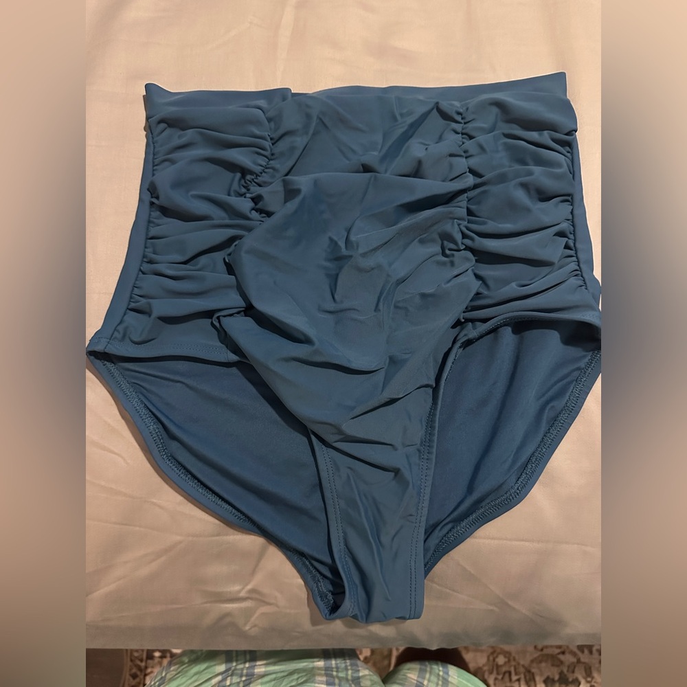 Shapermint Essentials Blue high waisted swim bottoms